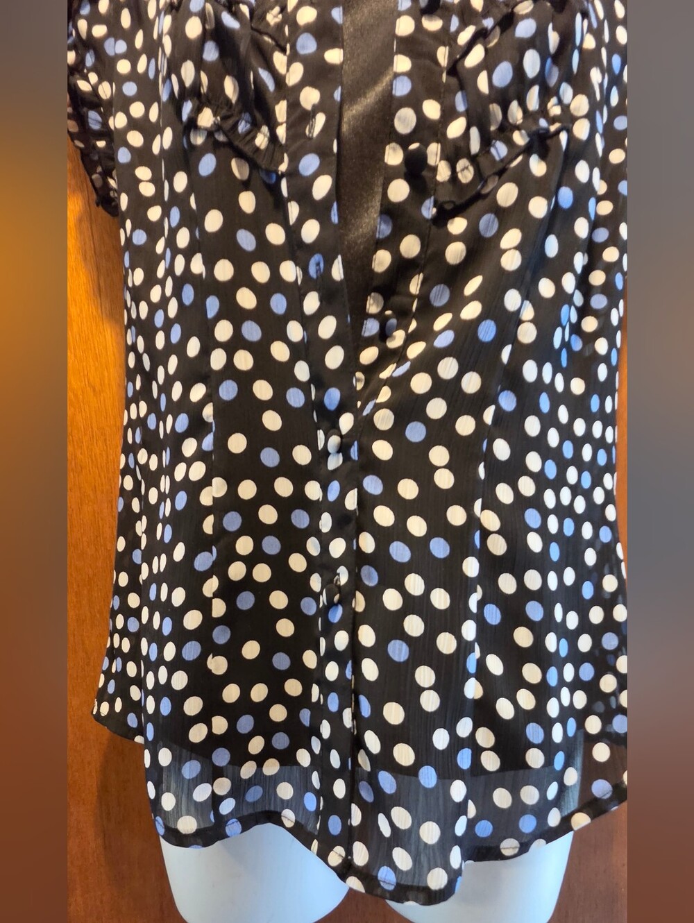 Style & Co. Petite Layered Tank & Sheer Ruffled Polkadot Blouse Top Sz2P - Picture 5 of 10
